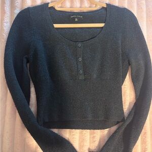 Kendall and Kylie Long sleeve navy blue top